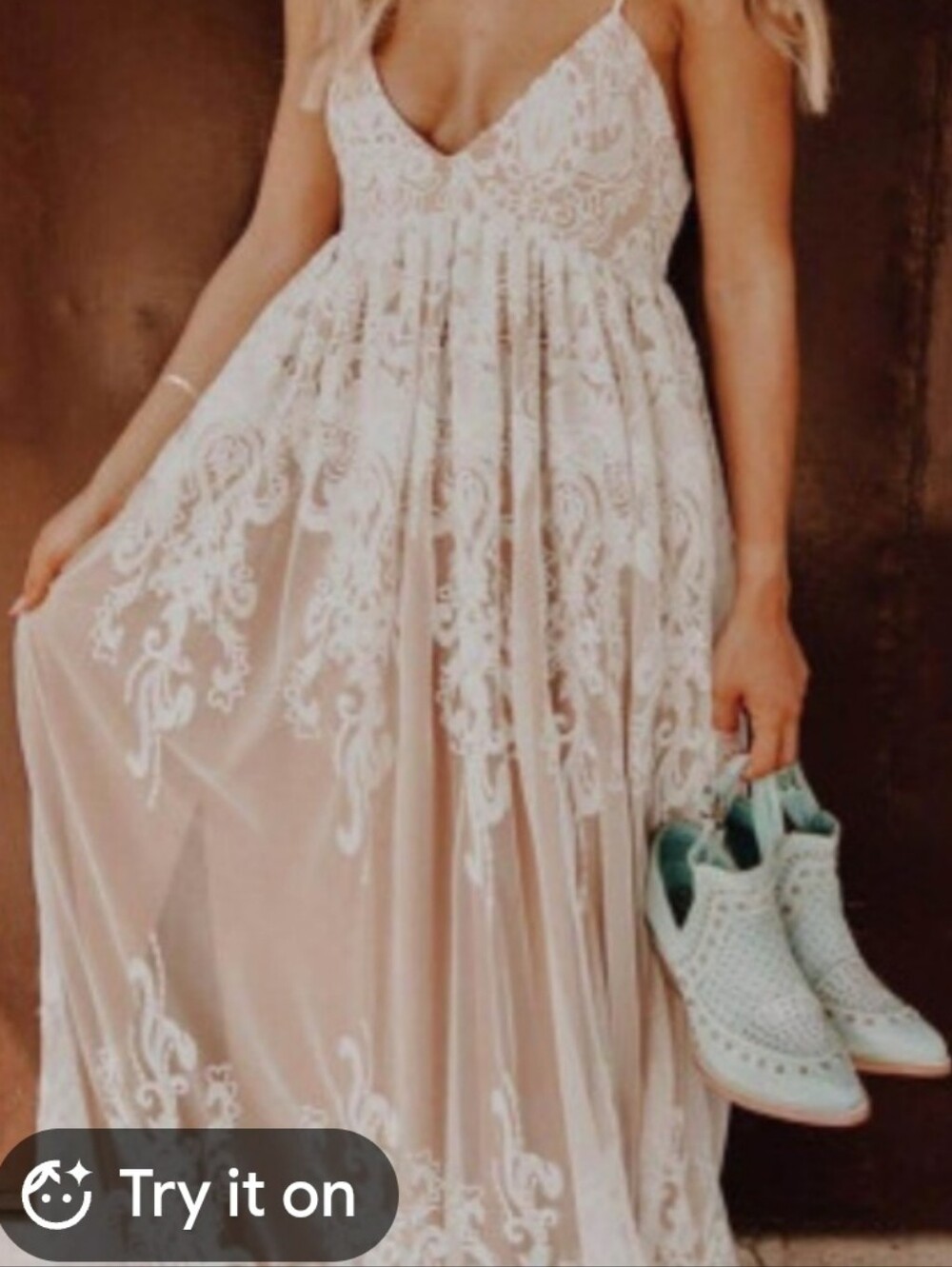 Southern Fried Chics White Lace Maxi Dress